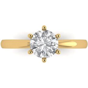 Clara Pucci 14k yellow Gold 0.97cttw Round Cut Solitaire Moissanite Designer art deco Anniversary Ring Statement Bridal Wedding by