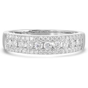 Diamond Diamond 1/2 قيراط خاتم فرقة ماس طبيعية حقيقية للنساء - فرقة زفاف من الذهب الأبيض 14K لها - مجموعة Multi Row (H ، VS1 ، 0.50 CTTW) - حلقة الذكرى السنوية 5 إلى 8