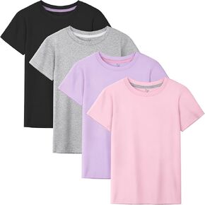 4 حزمة الفتيات القمصان القطن القمص القصيرة القمصان للفتيات الأطفال القمصان Tees قمم الصيف