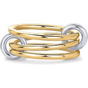 Pavoi 14K Gold Plated Bentrolessed Rings for Women - بيان معادن مختلطة مكدس متعدد الحلقة - نطاقات تكديس ثنائية النغمة