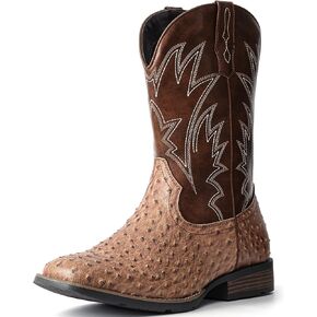 IUV Cowboy Boots For Men Western Ostrich Durable Fashionable Embroidered Pull On Slip Resistant Assorted Colors Boots in Kuwait