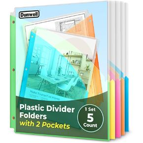 Dunwell 2-Pockets من أجل المجلدات 3 حلقات (3 مجموعات ، 15 عدد المجلدات الموثق ، 5 ألوان زاهية ، سترات ملفات بلاستيكية ، سترات مجلدات ملف ، بولي خالٍ من الأحماض المقاومة للدموع