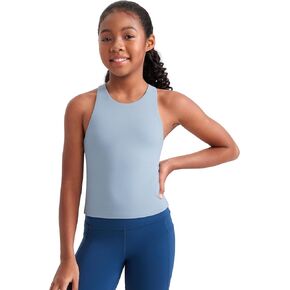 CRZ Yoga Girls Butterluxe مزدوج تصطف الخزان قمم الخصر طول الرقبة عالية الرقبة Racerbackless في سن المراهقة الأطفال نشط رقصة عارضة