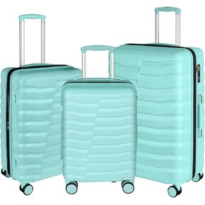 Lightweight Luggage with Spinner Wheels & YKK Zipper, 3-Piece Suitcase ABS+PC Hardside Luggage Set with TSA Lock, Light Avocado Green (20+24+28 inch)