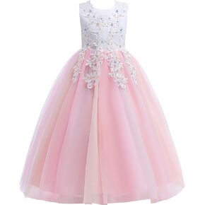 Weileenice Little/Big Girls Lace Bridesmaid Dress Flower Kid Wedding Ball Ball Toddler Princess Pageans Dresses