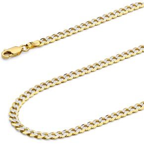 Wellingsale 14K Solid Gold Cuban Link Curb Chains (Select Options)