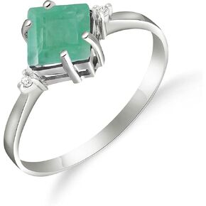 Galaxy Gold GG 1.46 Carat 14k Solid Gold Love In A Frame Emerald Diamond Ring (5.5)