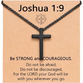 UNGENT THEM Black Cross Necklace for Men Boys, 18Inch Stainless Steel Cross Chain Christian Gifts in Kuwait