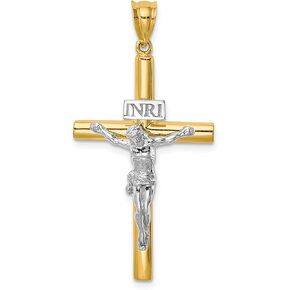 Avariah Gold 14K Two-tone Polished INRI Crucifix Cross Pendant - 39mm