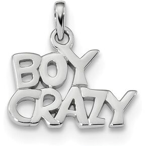 Solid Sterling Silver Rhodium-Plated Polished Boy Crazy Pendant