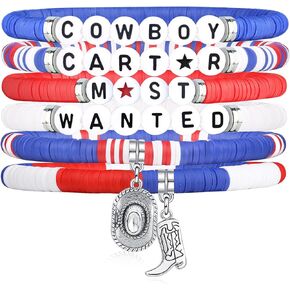 IDesign 6 Pcs Western Bracelet -Cowboy Carter Most Wanted, Gifts for Cowboy Cowgirl Christmas Valentine's Day Fans Party Concert Women Men Fans