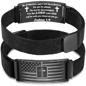 هدايا التخرج من دودينر-العلم الأمريكي/العلم سوار الصليب للرجال ، هدية مجوهرات آية الكتاب المقدس من الفولاذ المقاوم للصدأ ، هدايا التخرج له الرجال in Kuwait