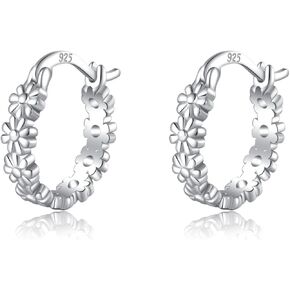 Sluynz Solid 925 Sterling Silver Daisy الزهرة الأقراط