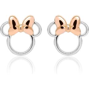 Disney Minnie Mouse Jewelry, Minnie Silhouette Stud Earrings, Two Tone, Sterling Silver