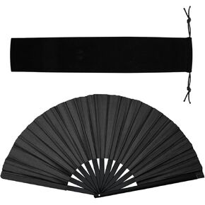 Hand Fan Clacking Fans Bamboo Ribs for Line Dancing, Foldable Chinese Style Crafts Rave Folding Charming Retro Style Large Black for Women Party Performance Dance