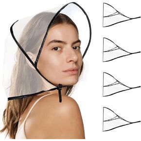 4 Pcs Women's Rain Bonnet with Visor Clear Plastic Rain Hat with Brim Waterproof Stylish Portable for Women&Men