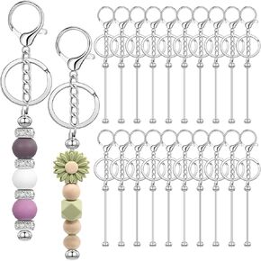 20/40pcs Beadable Keychain Bars Bulk Blank Creative Cute Keychains Bar for Beads Purse Keychains for Women Man