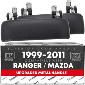 مجموعة مقابض الباب الخارجية، الأمامي الأيسر والأيمن - متوافق مع 1998-2011 Ford Ranger، 2001-2010 Mazda B2300، B3000، B4000 - أسود مزخرف، معدن - OEM 2L5Z-1022404-BAA، 6L2Z7822405DBPT