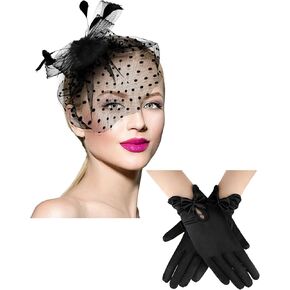 Geyoga 50s قبعة Fascinator للنساء جنازة الحجاب القبعة قبعة حبوب شاي كوكتيل شاي بارنس