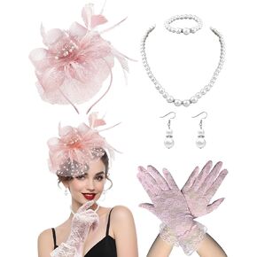 5Pcs Fascinators Hat for Women Tea Party Veil Mesh Headband Feather Hat for Women Veil Tea Party Hats