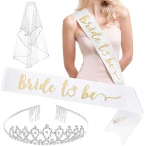 Fetti Bachelorette Party Decorations Kit - Bride To Be Shower Decorations | Sash, Rhinestone Tiara, Veil + Bride Tribe Tattoos