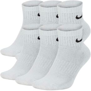 Nike Everyday Cushioned Ankle Training Socks (6 Pair) (White, Large)
