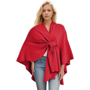 Womens Open Front Poncho Sweater Wrap Topper Knitted Elegant Shawls Cape for Spring Fall Winter
