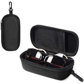 Bukere Double Eyeglasses Case with Adjustable Slots, EVA Hard-shell Travel Dual Glasses Sunglasses Organizer for Men Women