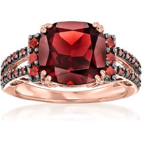 Ross-Simons 4.00 Carat Garnet and .31 ct. t.w. Red Diamond Ring in 14kt Rose Gold