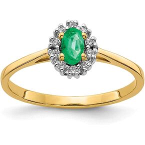 المجوهرات بواسطة Lux 14K Gold Gold Diamond و Emerald Ring