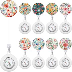8 Pcs Retractable CNA Appreciation Gift Nurse Watch Gift Clip on Lapel with Luminous Pointer Badge Reel Decoration