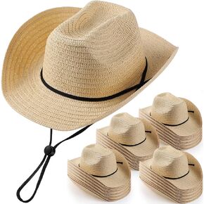 Unittype Adult Cowboy Hat Bulk Western Party Straw Hat Unisex Cowboy Cowgirl Set for Women Men