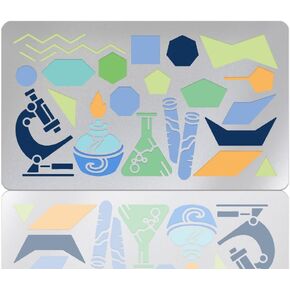 UniCraftale 1PCS Chemistry stency قالب رسم استنسل المعادن أشكال مختلفة مختبر مختبر مختبر قابلة لإعادة الاستخدام القابلة لإعادة الاستخدام