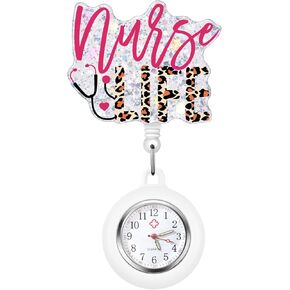 Plifal Nurse Pocket Watch Nursing Badge Fob with Second Hand - Retractable Clip On Clock with Secondhand for Medical Staff Women Men