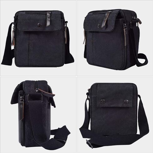Canvas Small Messenger for Men Women, Mini Crossbody Shoulder Chest Travel Bag, Multi-pocket Purse in Kuwait