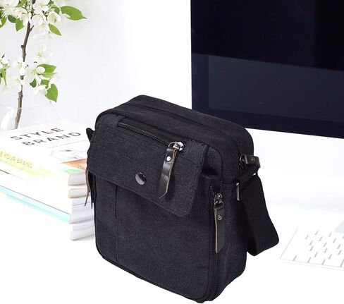 Canvas Small Messenger for Men Women, Mini Crossbody Shoulder Chest Travel Bag, Multi-pocket Purse in Kuwait
