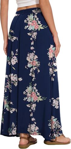 Womens Maxi A-LINE LOND SUMMIN SKIRT مرنة عالية الخصر تتدفق مع جيوب in Kuwait