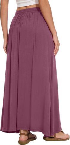 Womens Maxi A-LINE LOND SUMMIN SKIRT مرنة عالية الخصر تتدفق مع جيوب in Kuwait