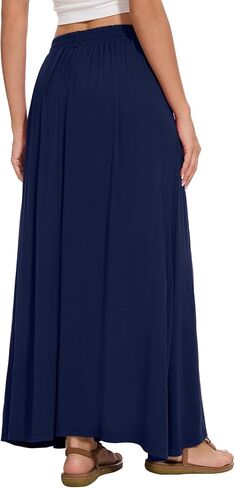 Womens Maxi A-LINE LOND SUMMIN SKIRT مرنة عالية الخصر تتدفق مع جيوب in Kuwait
