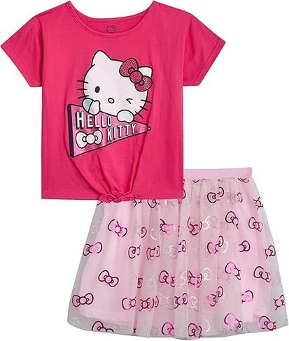 Hello Kitty Girls Tutu Skirt Set - 2 Piece Short Sleeve Graphic Top and Tulle Tutu Skirt Outfit Set (Sizes: 2T-12) in Saudi Arabia