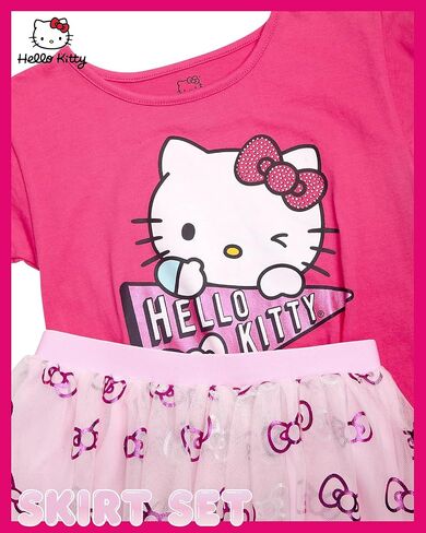 Hello Kitty Girls Tutu Skirt Set - 2 Piece Short Sleeve Graphic Top and Tulle Tutu Skirt Outfit Set (Sizes: 2T-12) in Saudi Arabia