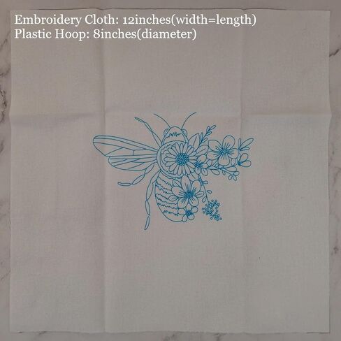 Esffaci Embroidery Starter Kit for Adult Beginner with Bee Flower Pattern Hand Embroidery Set with Embroidery Cloth Hoop Needle Threader Embroidery Floss and Instruction in Kuwait