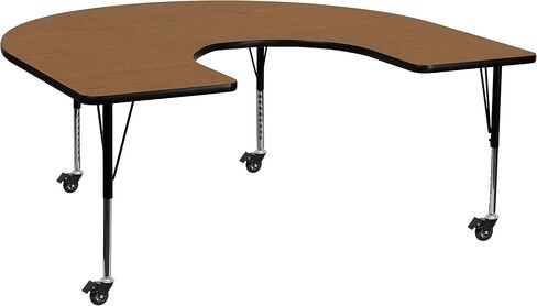 Flash Furniture Wren Mobile 60'W x 66'l Horseshoe Yellow Thermal Thermal Table - ارتفاع الساقين القابلة للتعديل in Kuwait