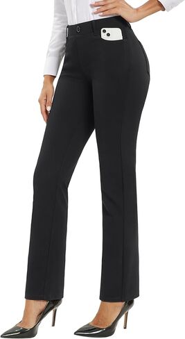 stelle Women Dress Pants الأعمال غير الرسمية ساق مستقيمة 30 "سروال عمل امتداد سحب على بنطلون منتظم مع 4 جيوب in Kuwait