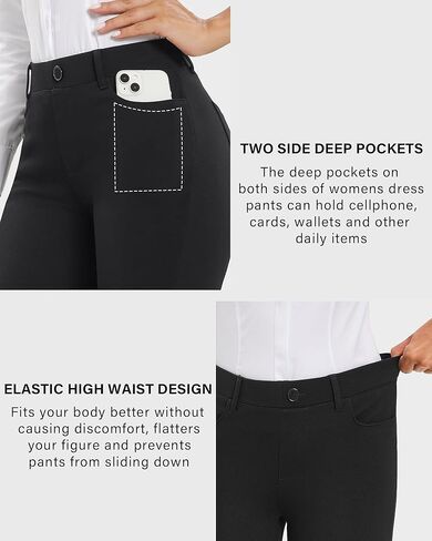 stelle Women Dress Pants الأعمال غير الرسمية ساق مستقيمة 30 "سروال عمل امتداد سحب على بنطلون منتظم مع 4 جيوب in Kuwait