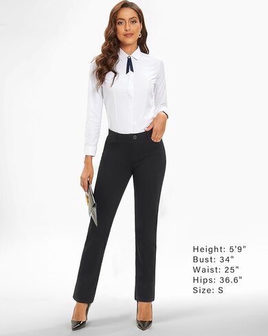 stelle Women Dress Pants الأعمال غير الرسمية ساق مستقيمة 30 "سروال عمل امتداد سحب على بنطلون منتظم مع 4 جيوب in Kuwait