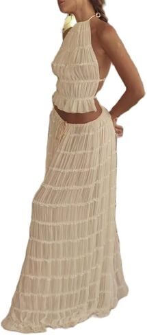 Women Y2K Skirt Set Outfits Strapless Crop Top Bodycon Midi Skirt Dress Sexy 2 Piece Knit Outfits Skirt Summer in Kuwait