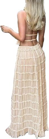 Women Y2K Skirt Set Outfits Strapless Crop Top Bodycon Midi Skirt Dress Sexy 2 Piece Knit Outfits Skirt Summer in Kuwait