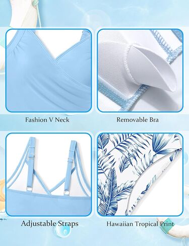 Girls Tankini Swimsuit Twist V Neck Bathing Suit Ruched Girls Swimsuit Two Piece Printed Girls' Swimwear 9-16 Years in Kuwait