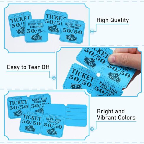 ESSENTIAL 500 Double Roll Raffle Tickets, 50/50 Raffle Cards, Entry Form with Name, Address, Phone & Email for Events, Entry, Class Reward & Door Prize - 5 Color Selection (Yellow) in Kuwait